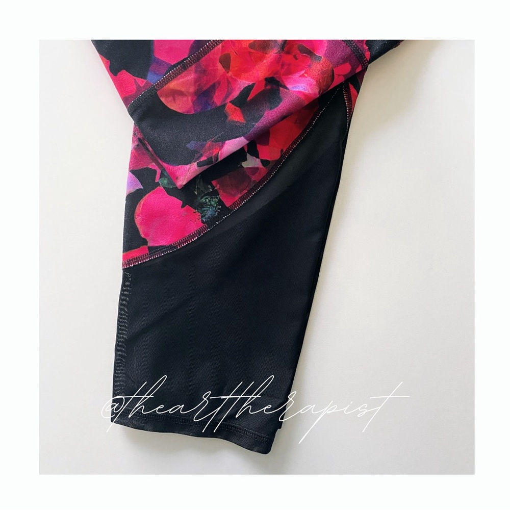 Athleta Midi Leggings, Pink Floral, Womens M